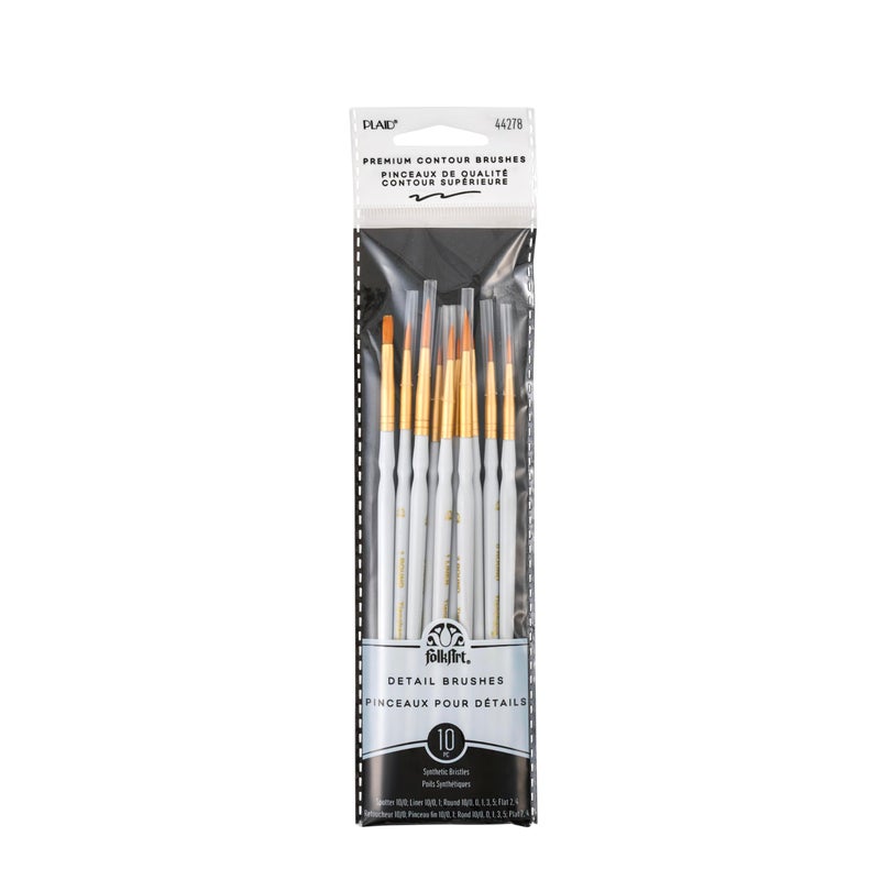Plaid Detail Round Brush Set, 44278 (10-Piece),Black - Image 1